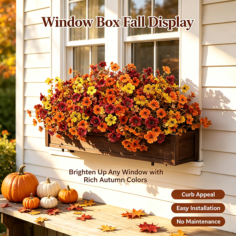 Fall Artificial Flower Halloween 12pcs, UV Resistant Colorful Fake Flower