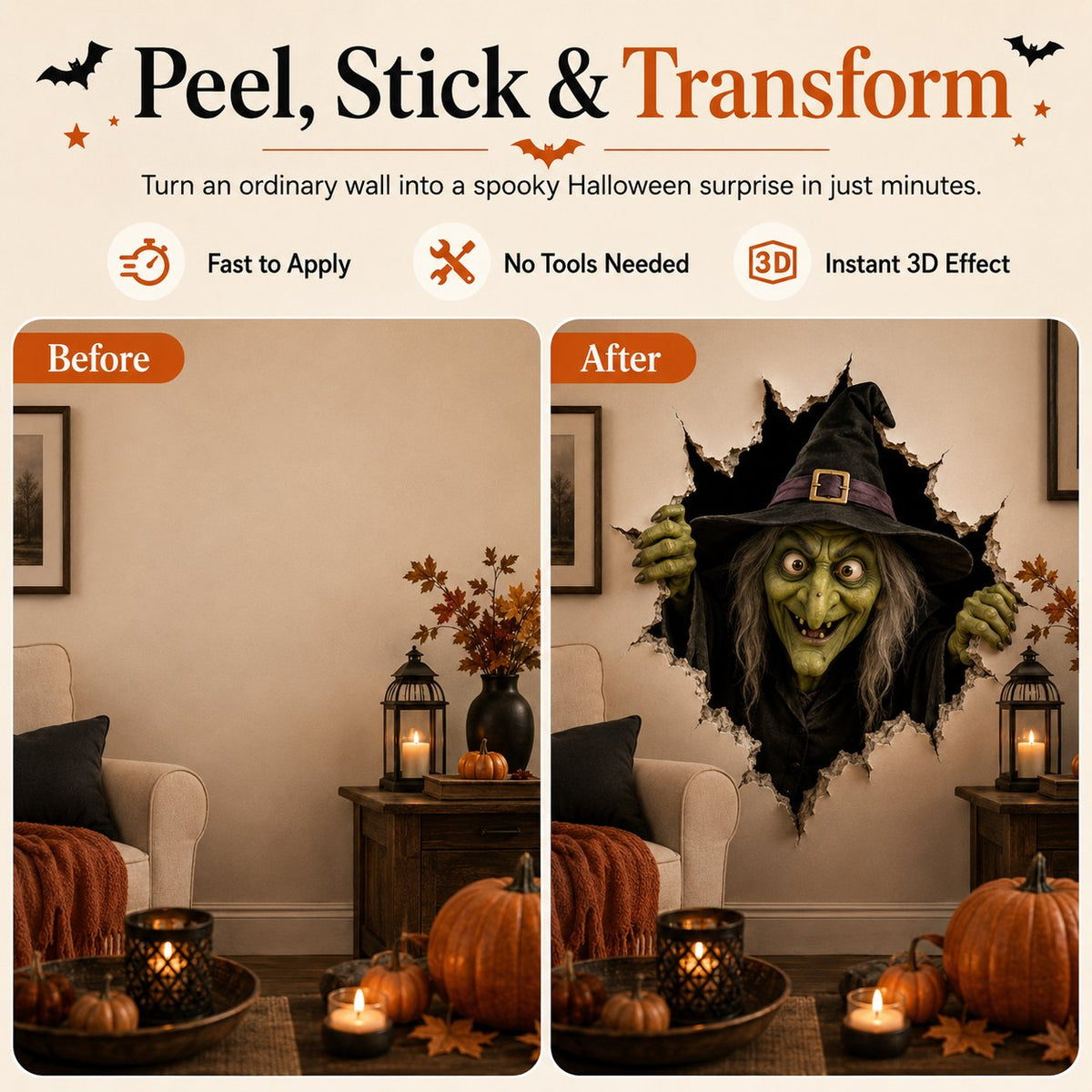 Last Day 50% OFF-Halloween Break-In 3D Wall Decals
