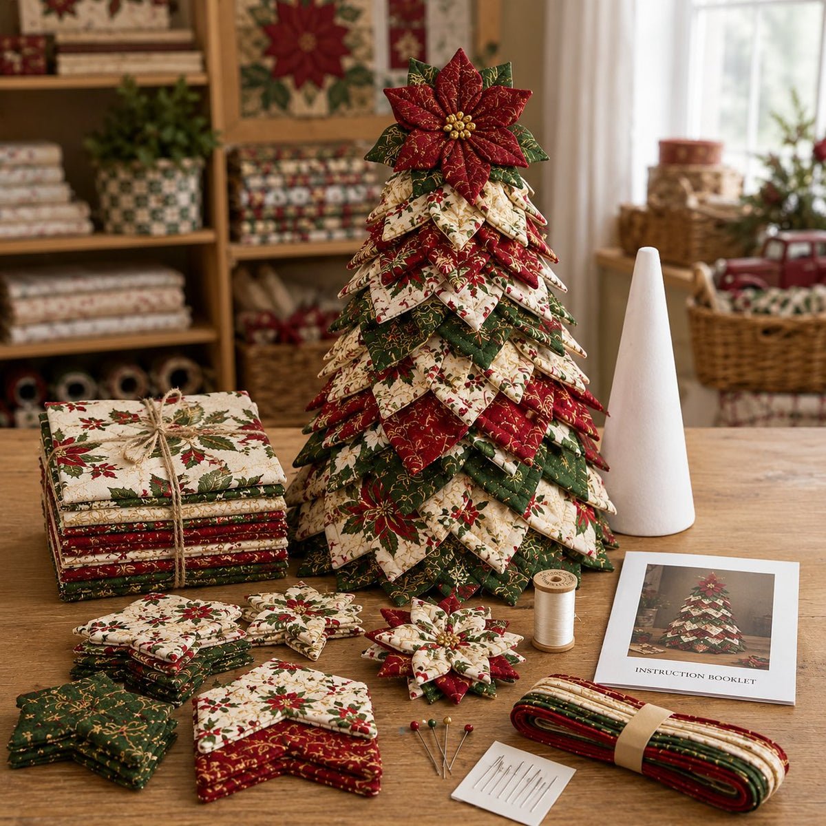 LAST DAY 69% OFF DIY Quilted Santa Christmas Tree Kit – Handmade Holiday Craft & Festive Tabletop Decor