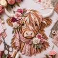 Birth Flower Highland Cow 3D Layered Fabric Art DIY Kit (Beginner-friendly)  Buy 2 Free Shipping
