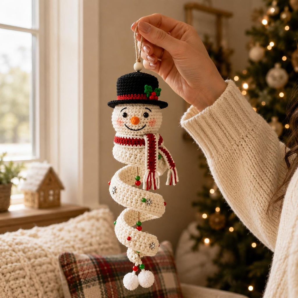 Crochet Snowman Spiral Ornament DIY Kit