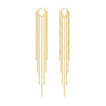 14K Gold Plated Long Tassel Threader Earrings for Women