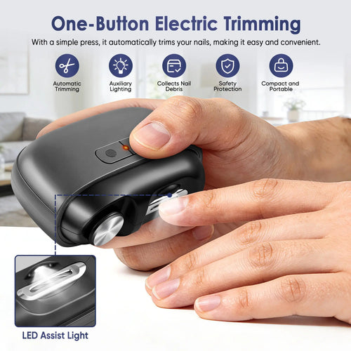 3-in-1 Electric Nail Clipper & Polisher – Automatic Nail Trimmer with LED Light, Safe Nail Grinder for Adults & Kids