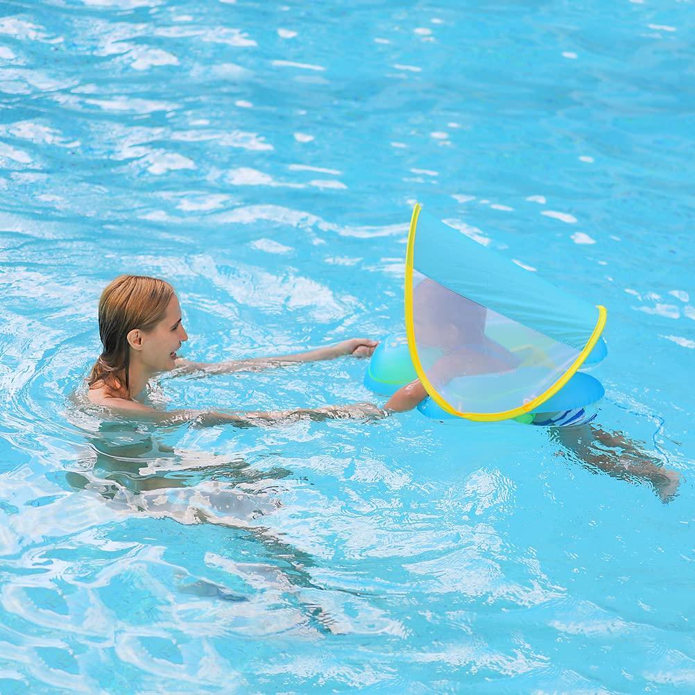 Baby Inflatable Swim Ring with Removable Sun Canopy – Safe Kiddie Pool Float with UV Protection & Support Seat for Toddlers