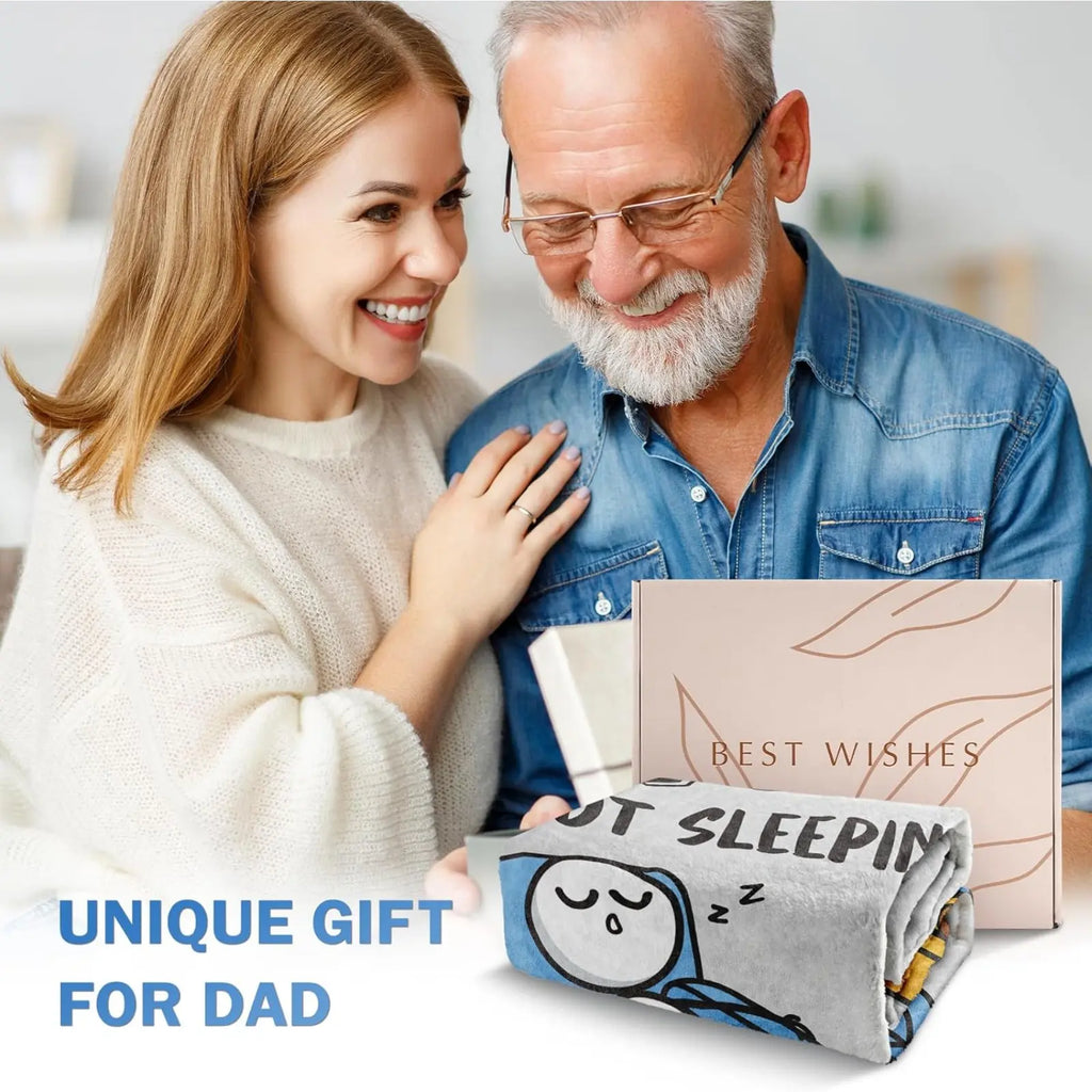 Dad Is Not Sleeping Funny Flannel Blanket – Soft Cozy Fleece Throw Blanket for Sofa, Bed & Father’s Day Gift
