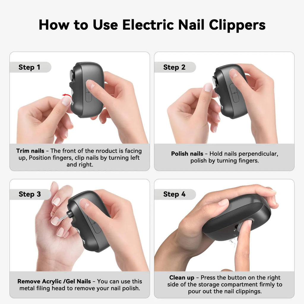 3-in-1 Electric Nail Clipper & Polisher – Automatic Nail Trimmer with LED Light, Safe Nail Grinder for Adults & Kids