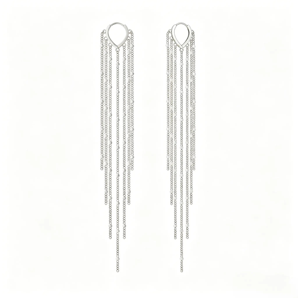 14K Gold Plated Long Tassel Threader Earrings for Women