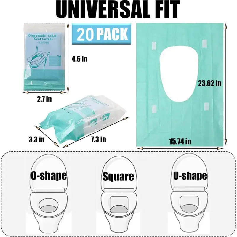 Disposable Toilet Seat Covers – Portable Hygienic Toilet Protectors for Travel, Public Restrooms, Fits All Seat Shapes