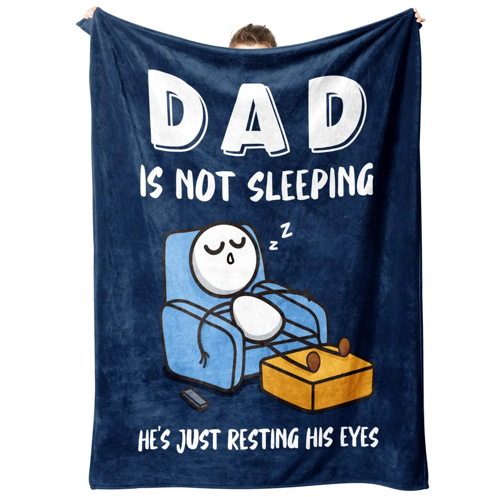 Dad Is Not Sleeping Funny Flannel Blanket – Soft Cozy Fleece Throw Blanket for Sofa, Bed & Father’s Day Gift