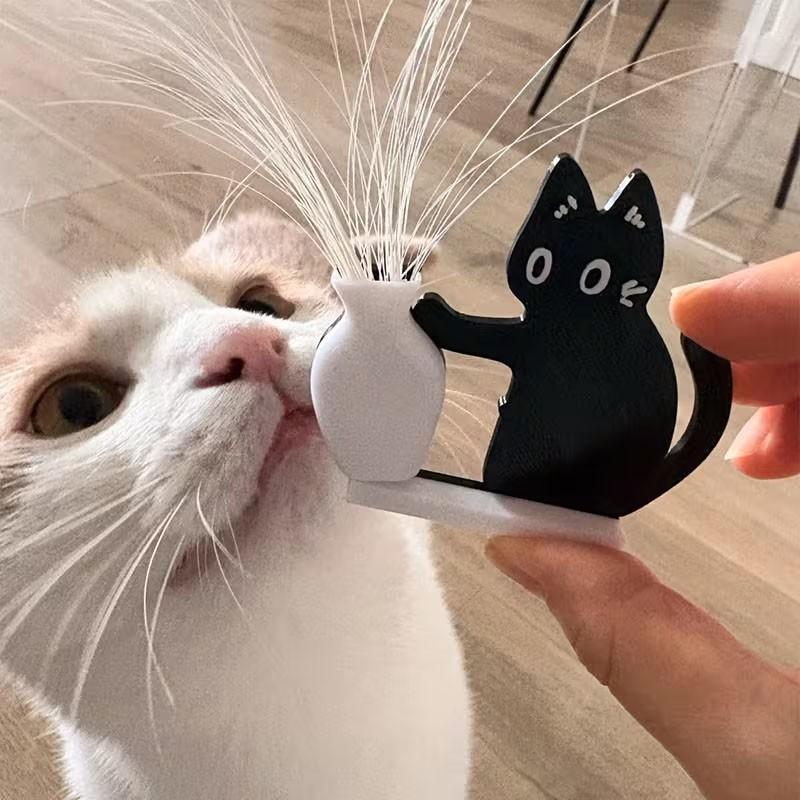 Cute Black Cat Fridge Magnet Vase – Whisker Keepsake & Mini Flower Holder Decor