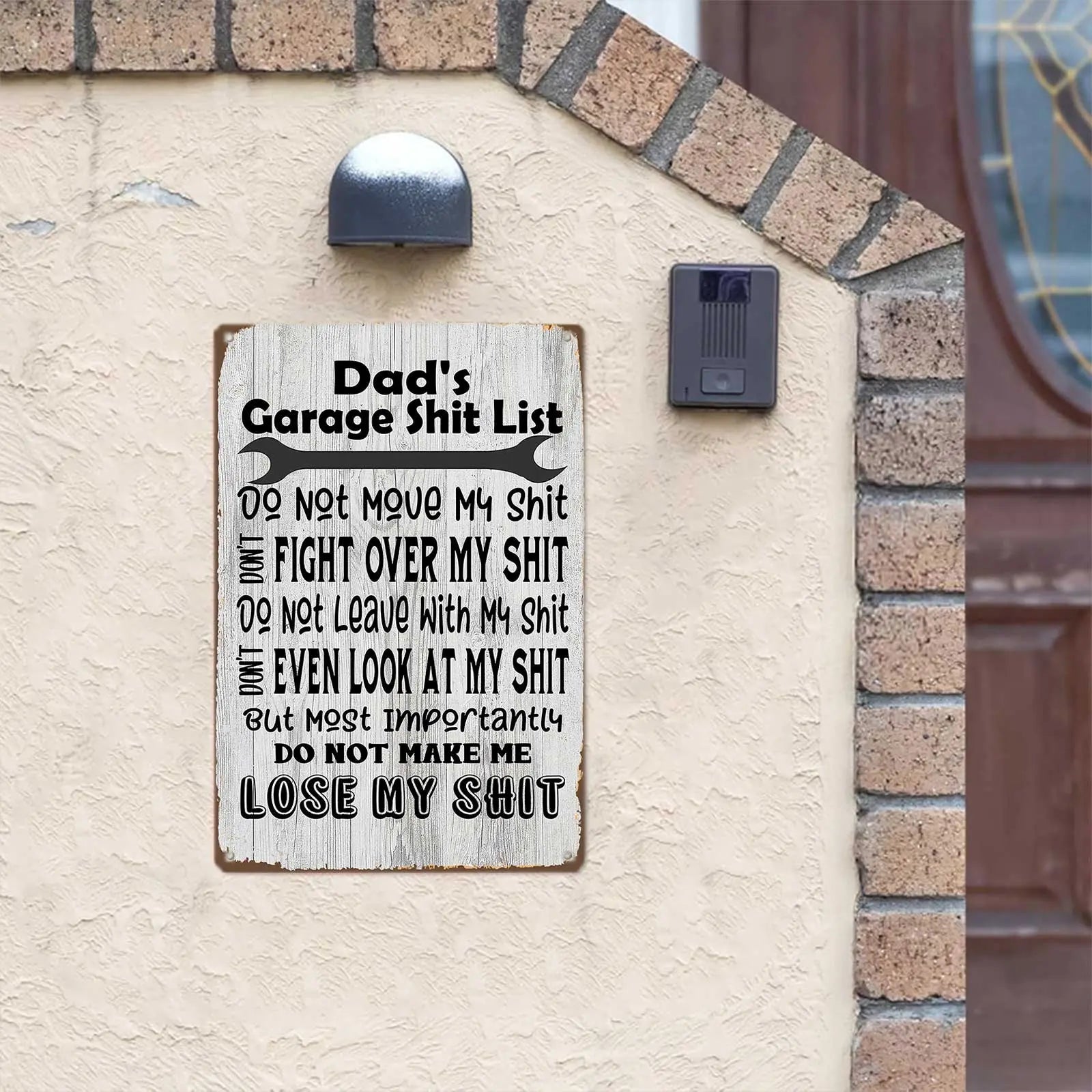 Dad’s Garage Sh*t List Metal Sign – Funny Garage Wall Decor for Dads & Mechanics