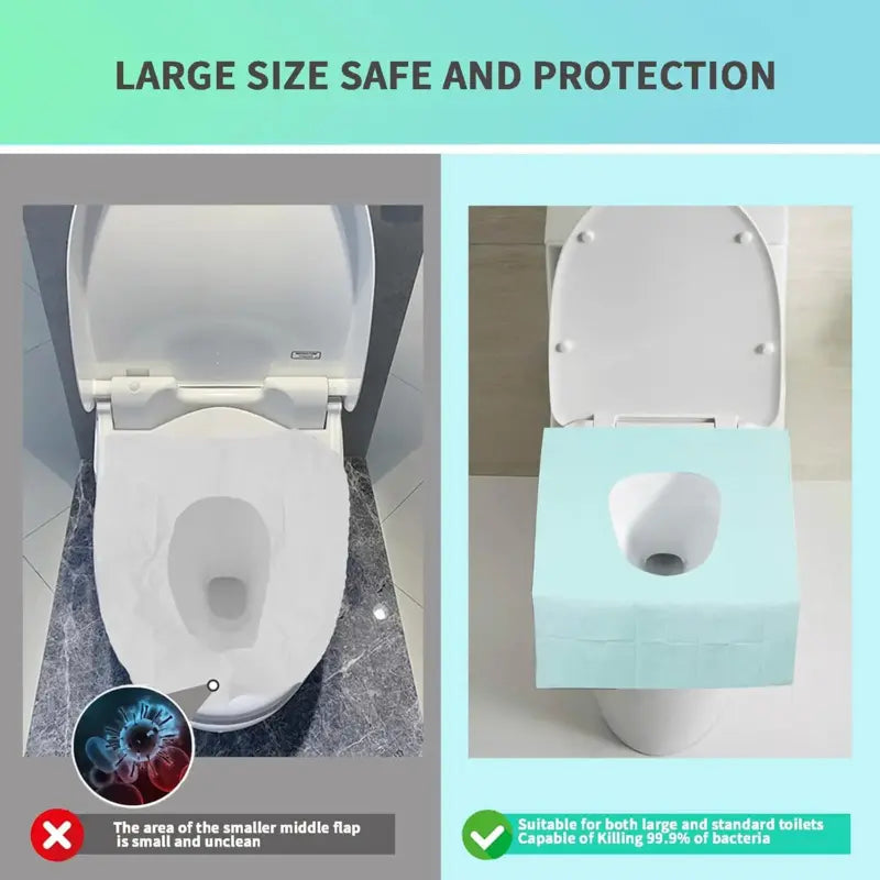 Disposable Toilet Seat Covers – Portable Hygienic Toilet Protectors for Travel, Public Restrooms, Fits All Seat Shapes