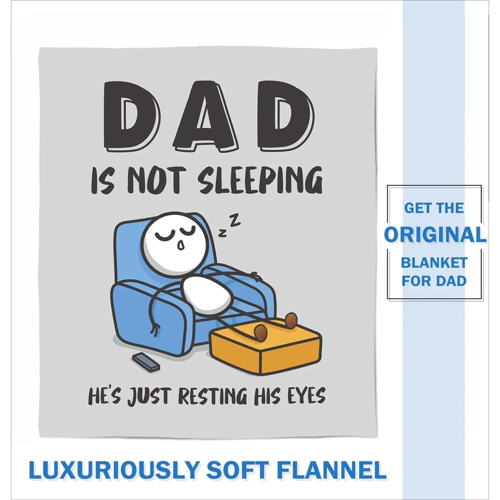 Dad Is Not Sleeping Funny Flannel Blanket – Soft Cozy Fleece Throw Blanket for Sofa, Bed & Father’s Day Gift