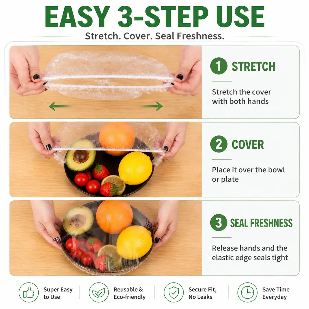 100PCS Disposable Stretch Food Covers for Bowls & Plates