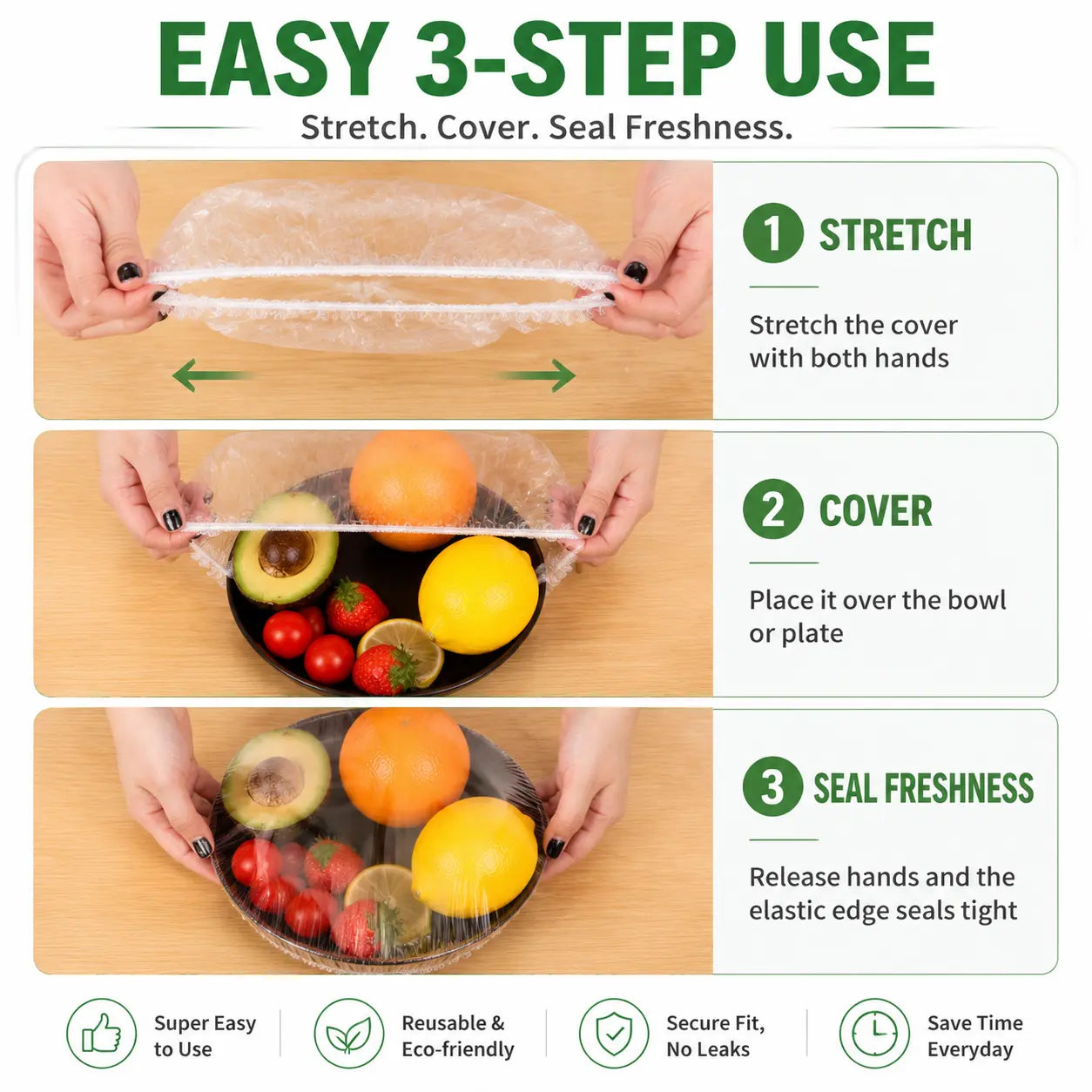 100PCS Disposable Stretch Food Covers for Bowls & Plates