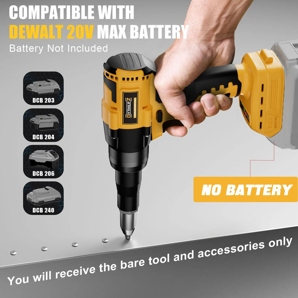 Cordless Electric Pop Rivet Gun Compatible with Milwaukee/Makita/Dewalt Battery