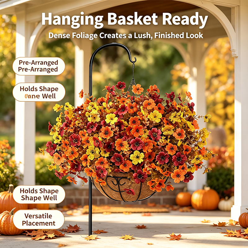 Fall Artificial Flower Halloween 12pcs, UV Resistant Colorful Fake Flower