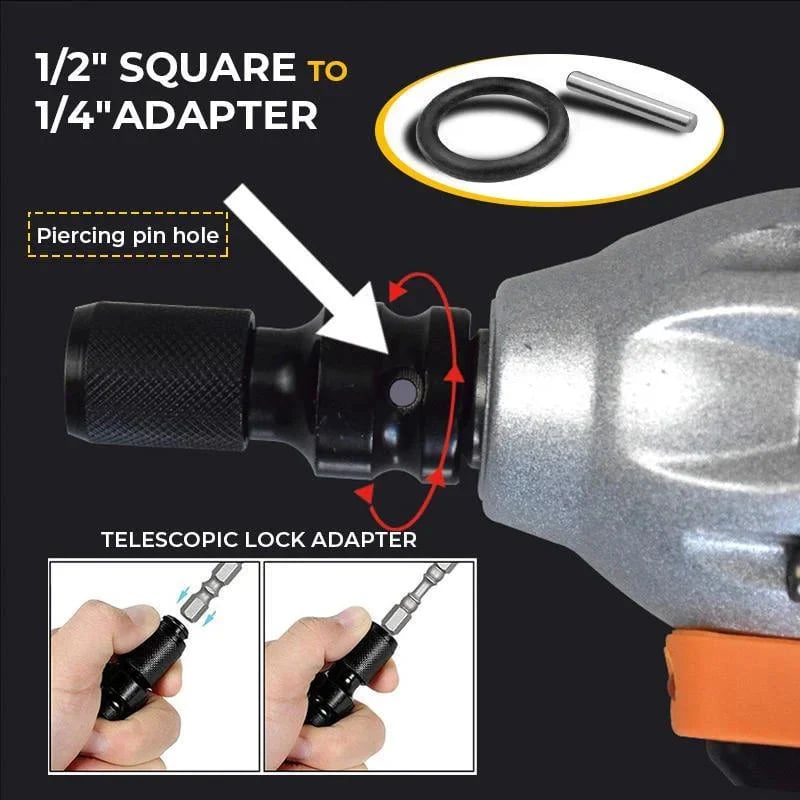2 Pack 1/4" Hex Shank Socket Converter – 1/2" to 1/4", Quick Release
