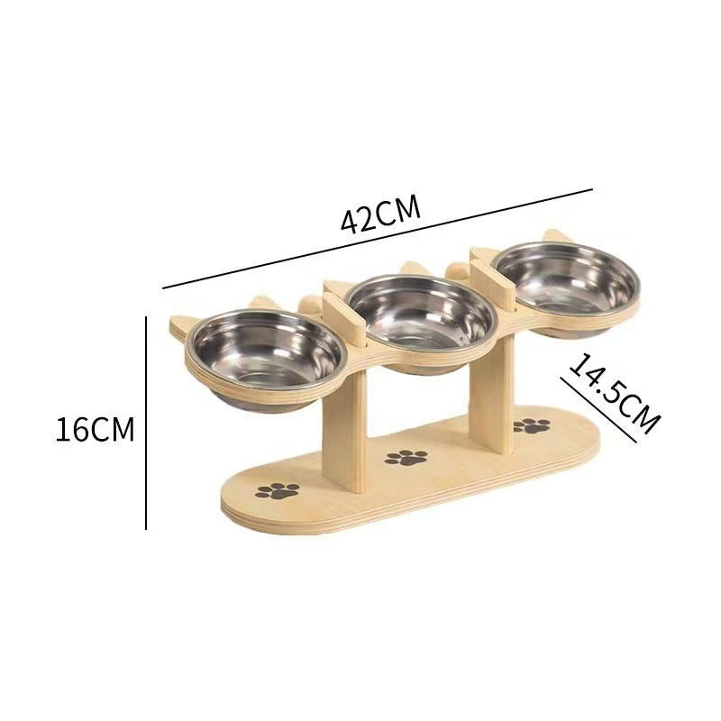 Anti-Slip Elevated 3-Bowl Pet Feeder