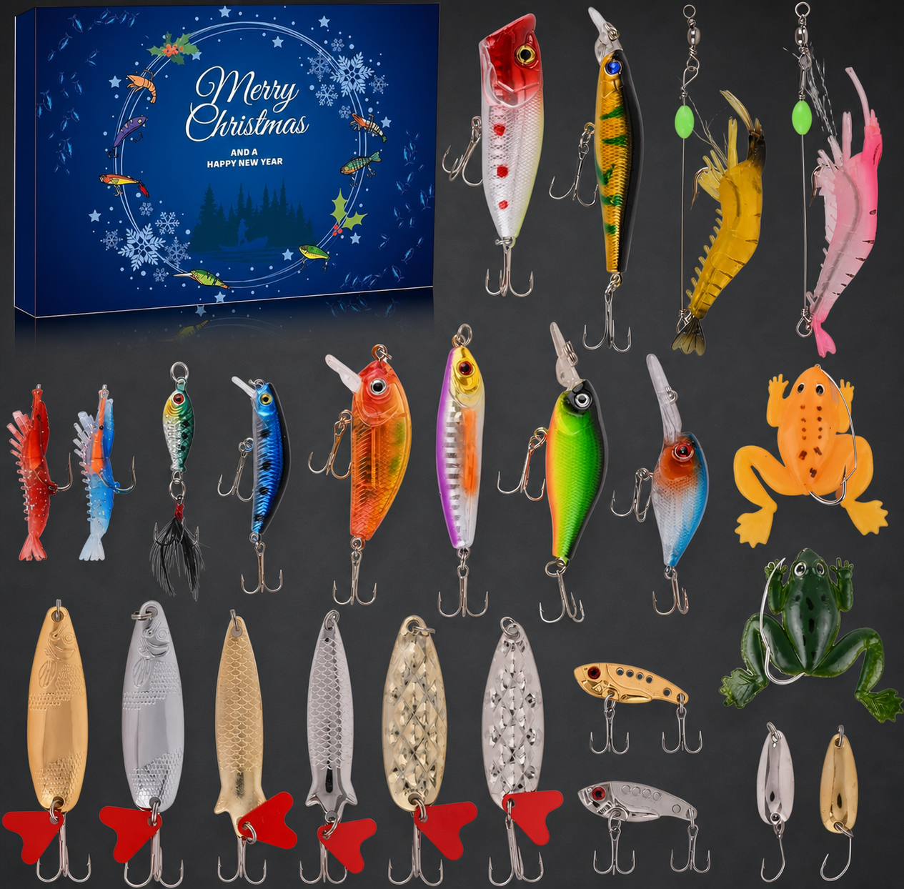 Fishing Lures Advent Calendar - 24-Day Christmas Countdown Set