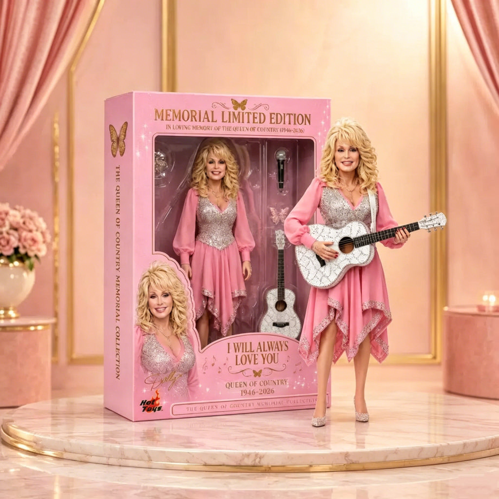 Legendary Country Music Queen Memorial Doll | Handcrafted Pink Sequin Gown & Guitar Figurine with Collector's Box