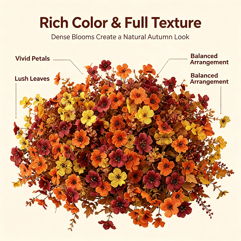 Fall Artificial Flower Halloween 12pcs, UV Resistant Colorful Fake Flower