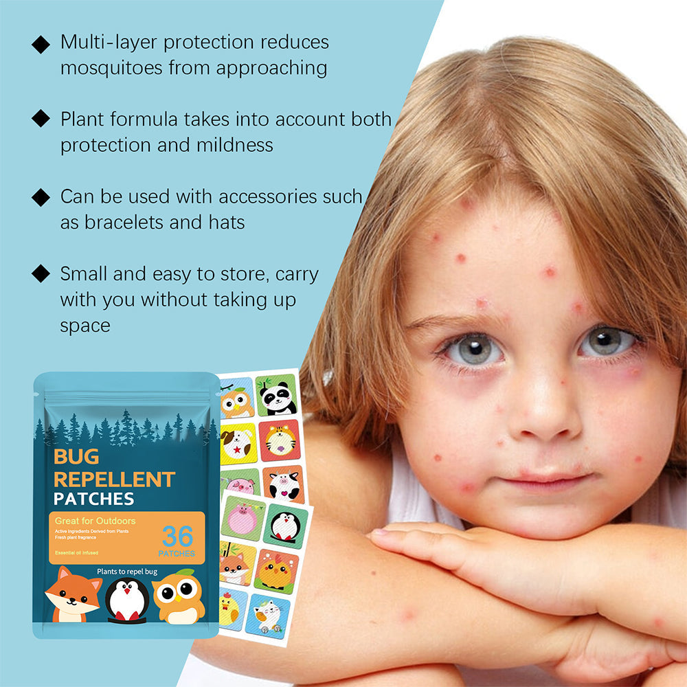 36 PCS Cute Cartoon Mosquito Repellent Stickers – Safe for Kids & Adults