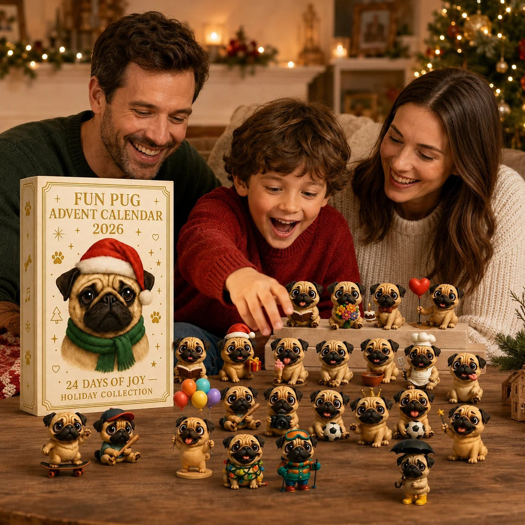 Fun Pug Advent Calendar 2026 - 24‑Day Christmas Surprise Box