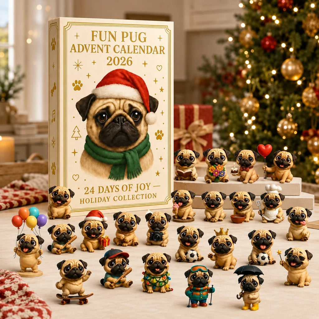 Fun Pug Advent Calendar 2026 - 24‑Day Christmas Surprise Box