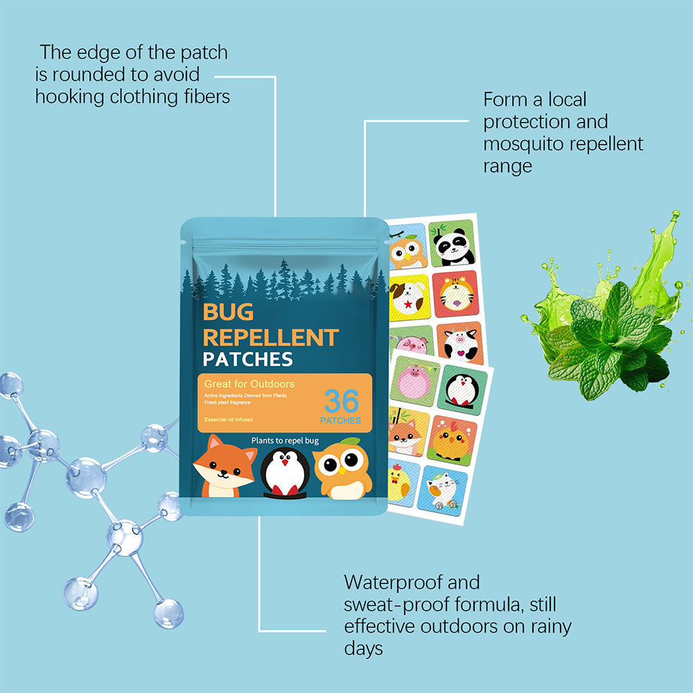 36 PCS Cute Cartoon Mosquito Repellent Stickers – Safe for Kids & Adults