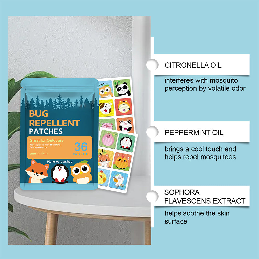 36 PCS Cute Cartoon Mosquito Repellent Stickers – Safe for Kids & Adults