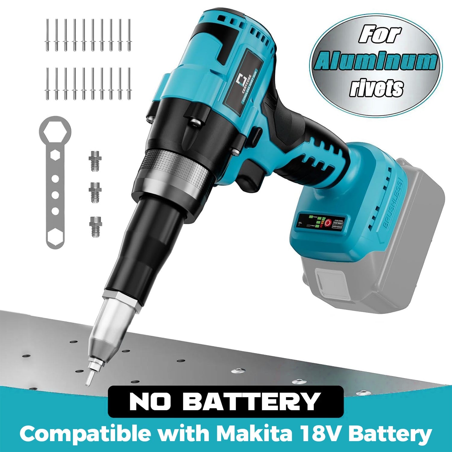 Cordless Electric Pop Rivet Gun Compatible with Milwaukee/Makita/Dewalt Battery