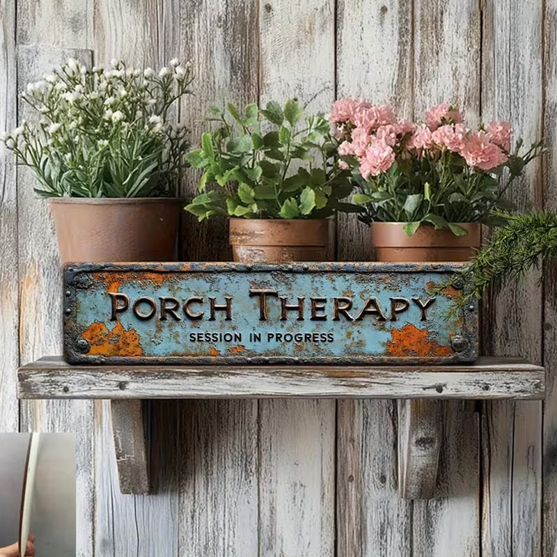 Country-style "Porch Healing" Metal Sign