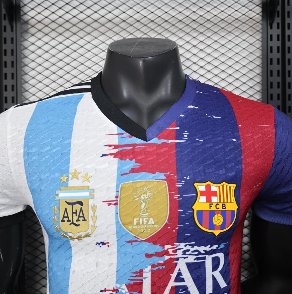 Barcelona Argentina Number 10 Soccer Jersey - Sky Blue & White Fan Shirt