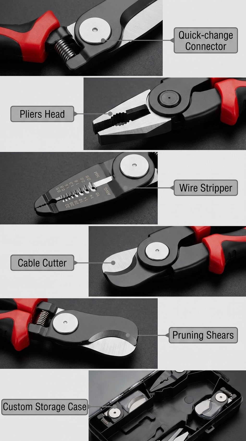 5 in 1 All Purpose Heavy Duty Tool Kit,Replaceable-head multi-function pliers set