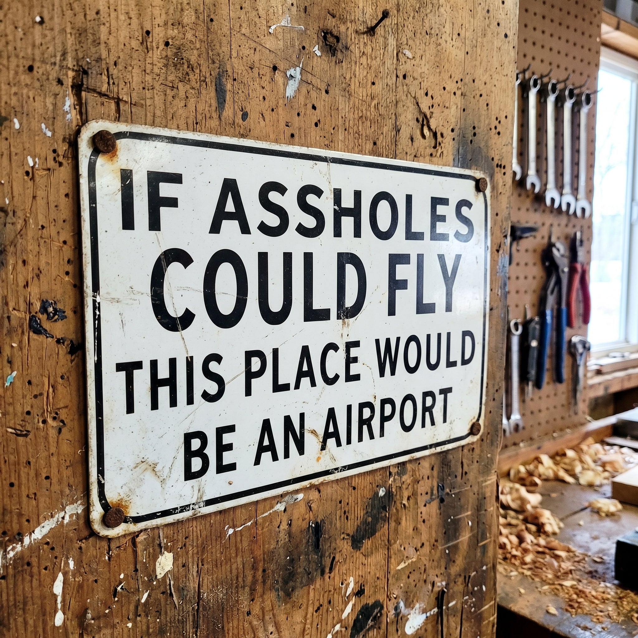 Funny "If Assholes Could Fly" Vintage Metal Sign – Hilarious Man Cave Wall Decor