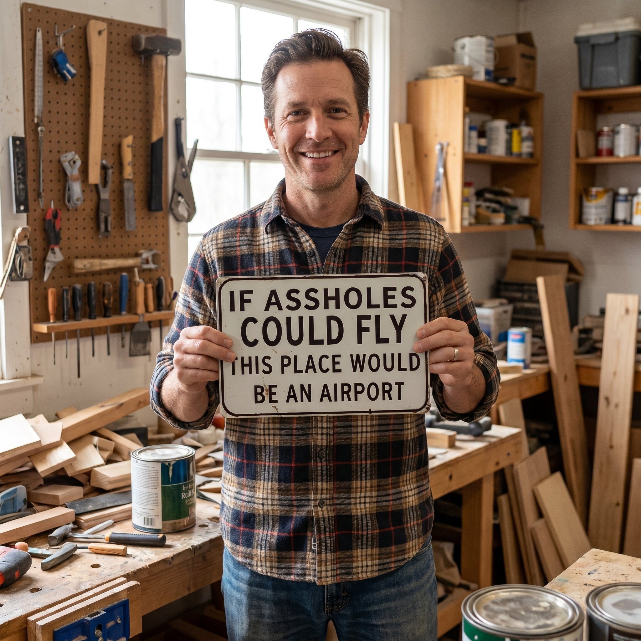 Funny "If Assholes Could Fly" Vintage Metal Sign – Hilarious Man Cave Wall Decor