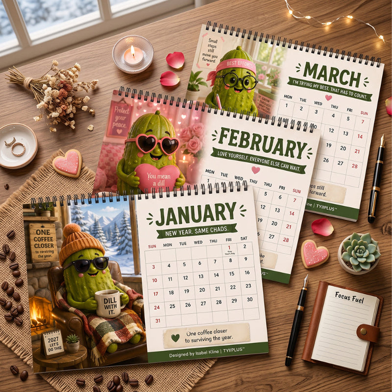 Big Dill 2027 Funny Pickle Desk Calendar | Original Artwork by Isabel Kline | TYIIPLUS