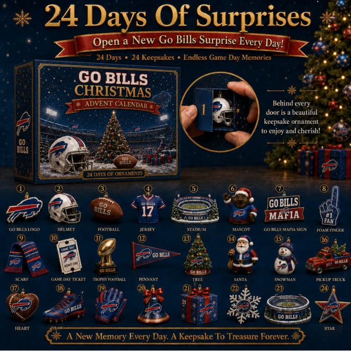 2026 Go Bills Christmas Advent Calendar – 24-Day Holiday Countdown with Collectible Keepsake Ornaments