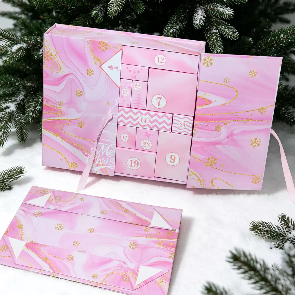 24-Day DIY Advent Calendar Gift Box – Empty Christmas Countdown Box with 24 Compartments