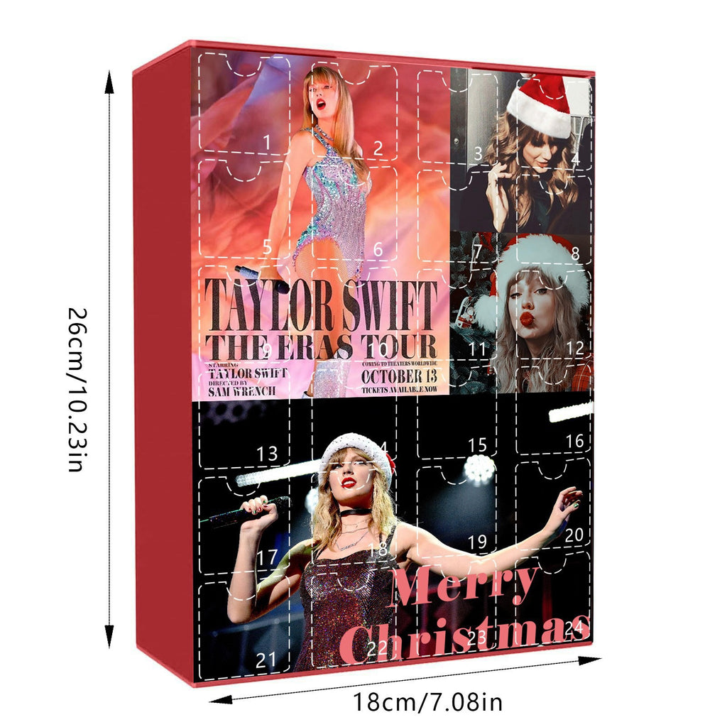 Christmas Advent Calendar, 24 Days Countdown Gift Box, Full Set 24Pcs Flat Acrylic Ornaments, Xmas Surprise Decoration Gift for Swiftie Fans