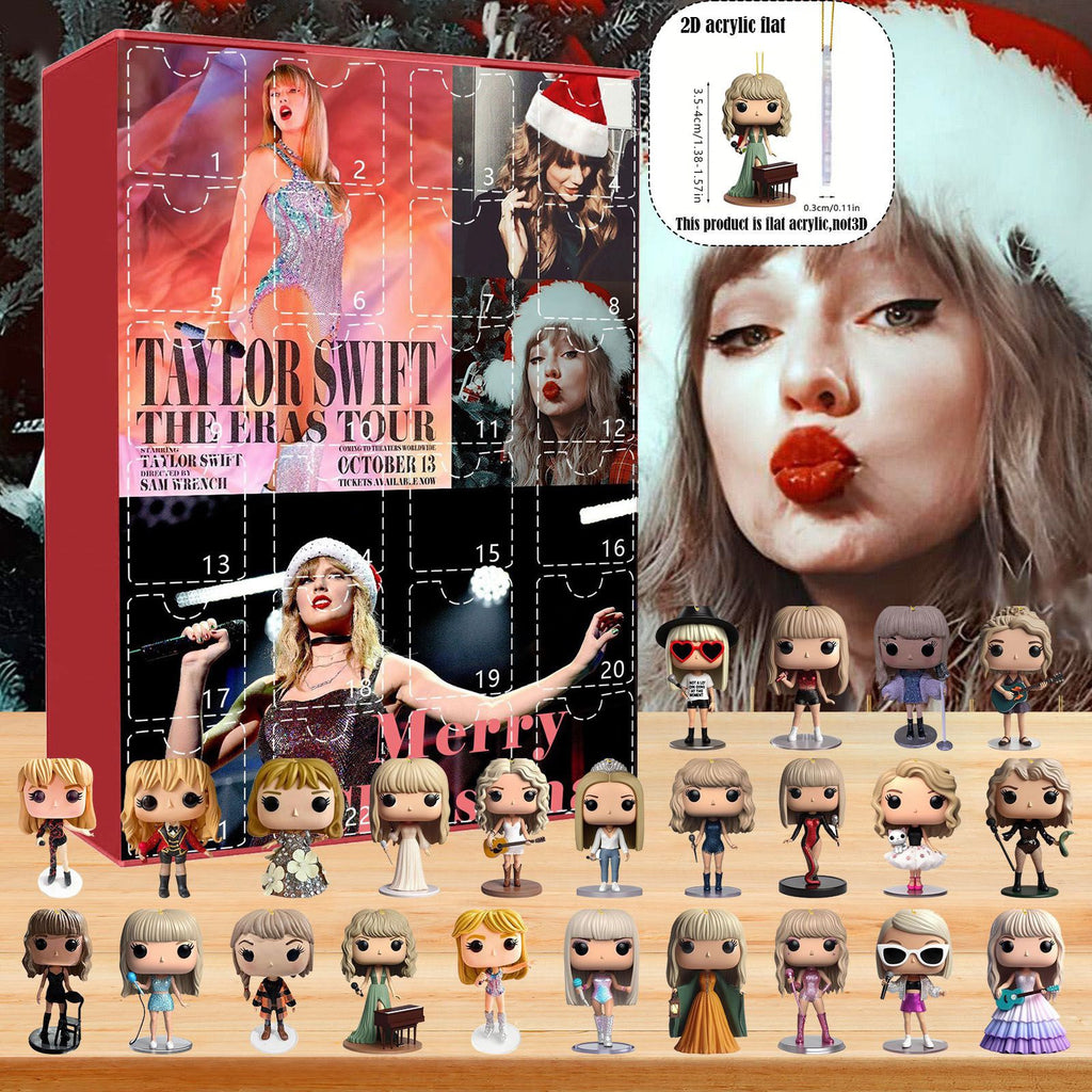 Christmas Advent Calendar, 24 Days Countdown Gift Box, Full Set 24Pcs Flat Acrylic Ornaments, Xmas Surprise Decoration Gift for Swiftie Fans