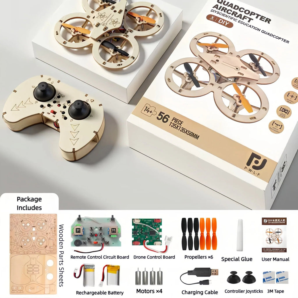 DIY Wooden Remote Control Drone Kit – Build & Fly Your Own Quadcopter