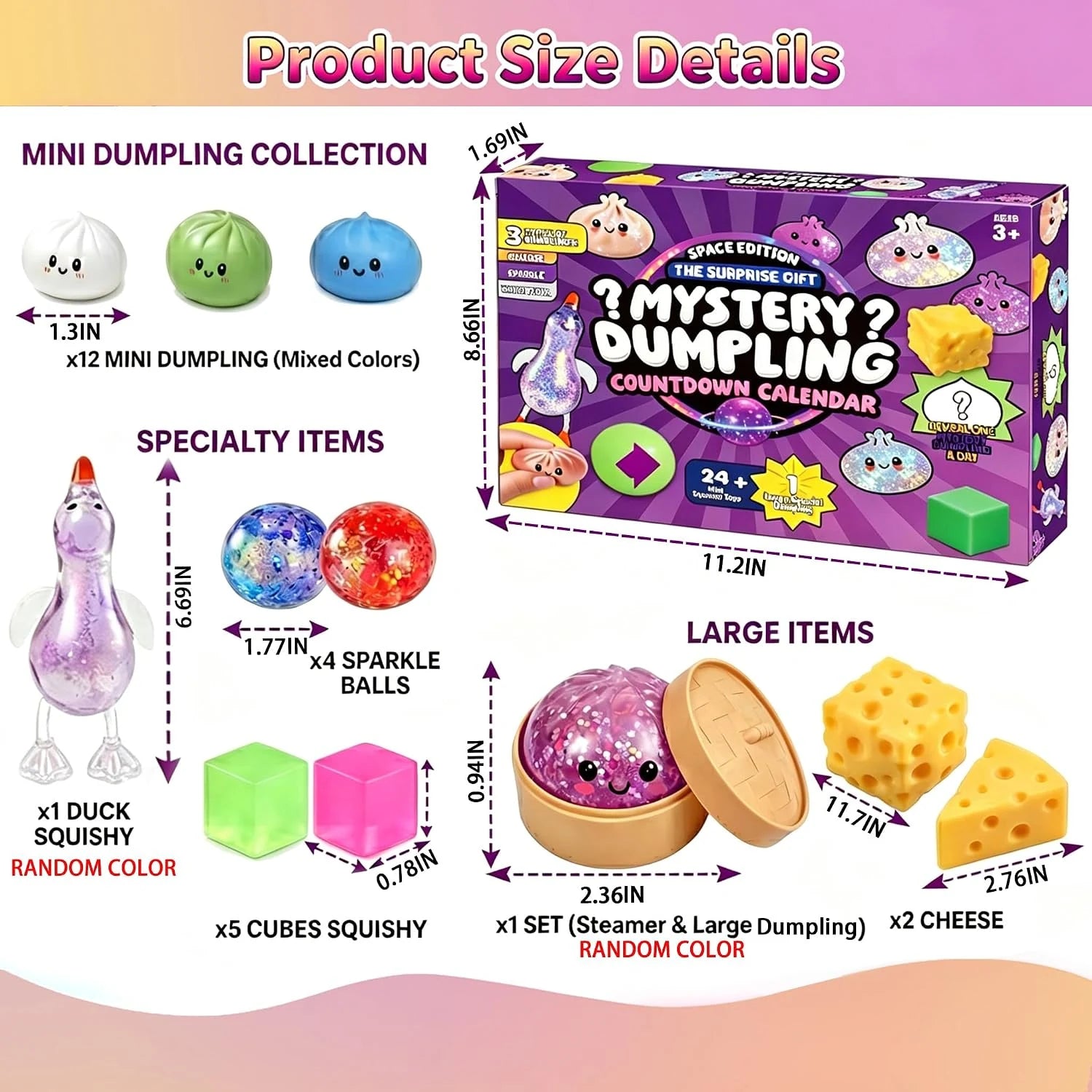 2026 Squishy Advent Calendar, 25-Day Countdown with Food-Inspired Squishy Surprises