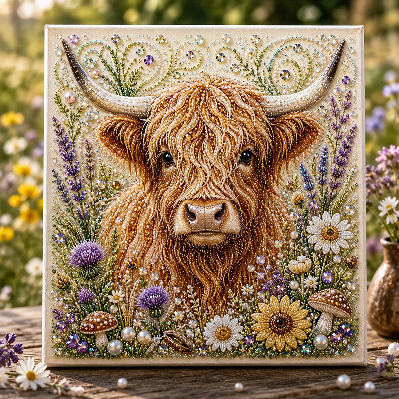 Last Day 49% OFF -  Highland Cow Pearl Art DIY Kit – Relaxing DIY Craft to Create Stunning Coastal Artwork