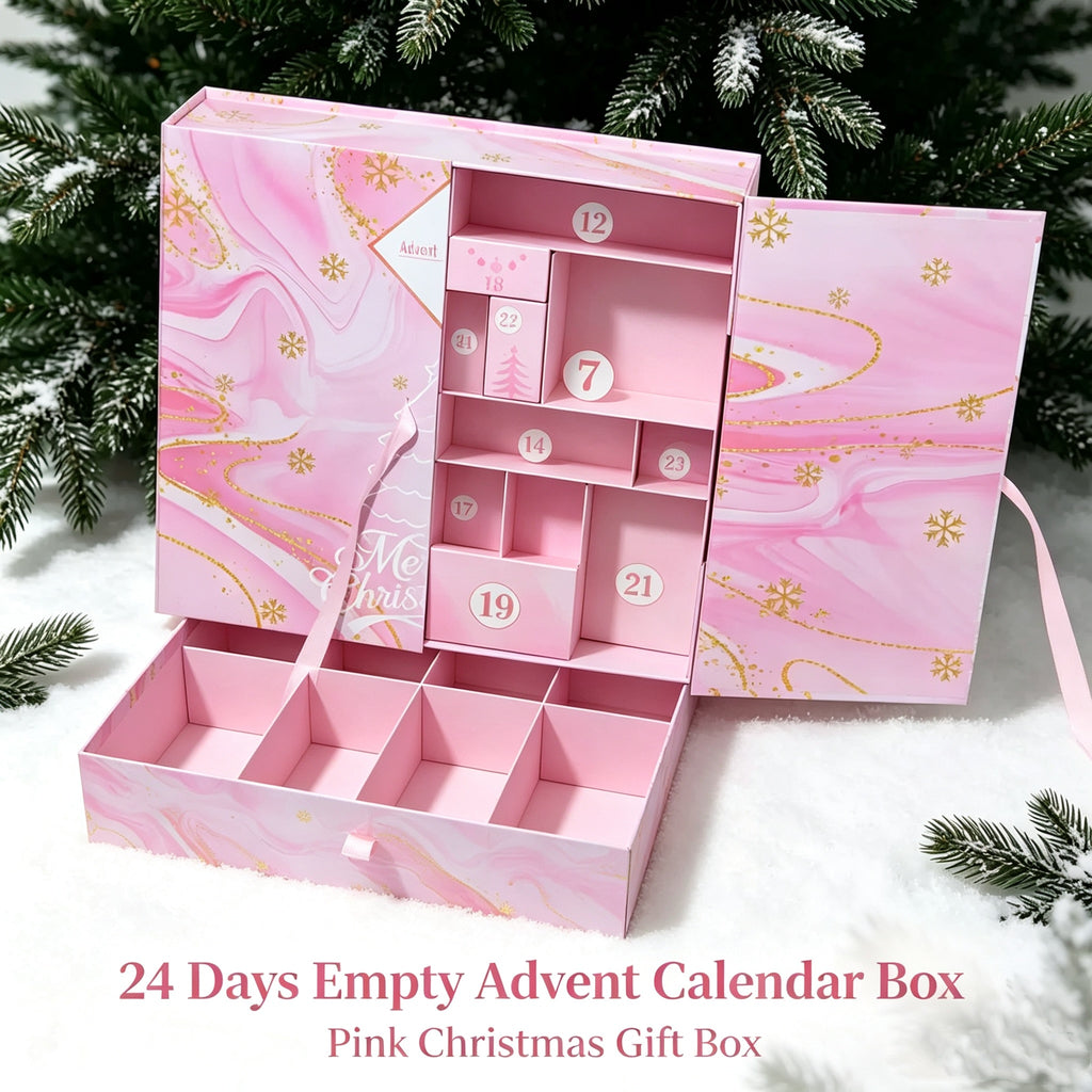 24-Day DIY Advent Calendar Gift Box – Empty Christmas Countdown Box with 24 Compartments