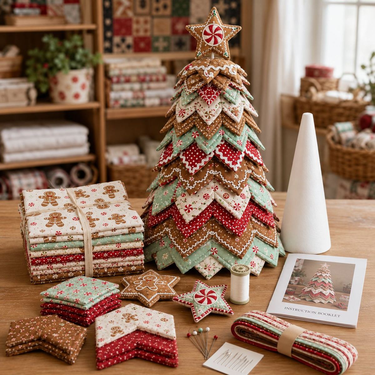 LAST DAY 69% OFF DIY Quilted Santa Christmas Tree Kit – Handmade Holiday Craft & Festive Tabletop Decor