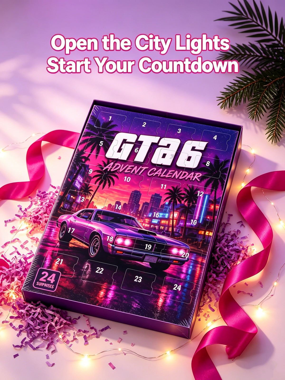 GTA‑6 Advent Calendar – 24 Surprises Gaming Christmas Countdown Gift