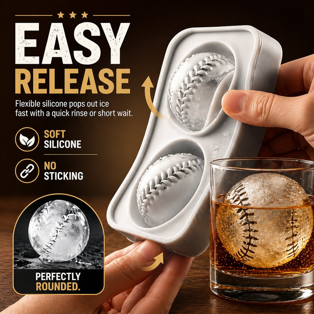 Baseball Ice Mold – Slow‑Melting Silicone Sphere Tray for Whiskey, Cocktails & More