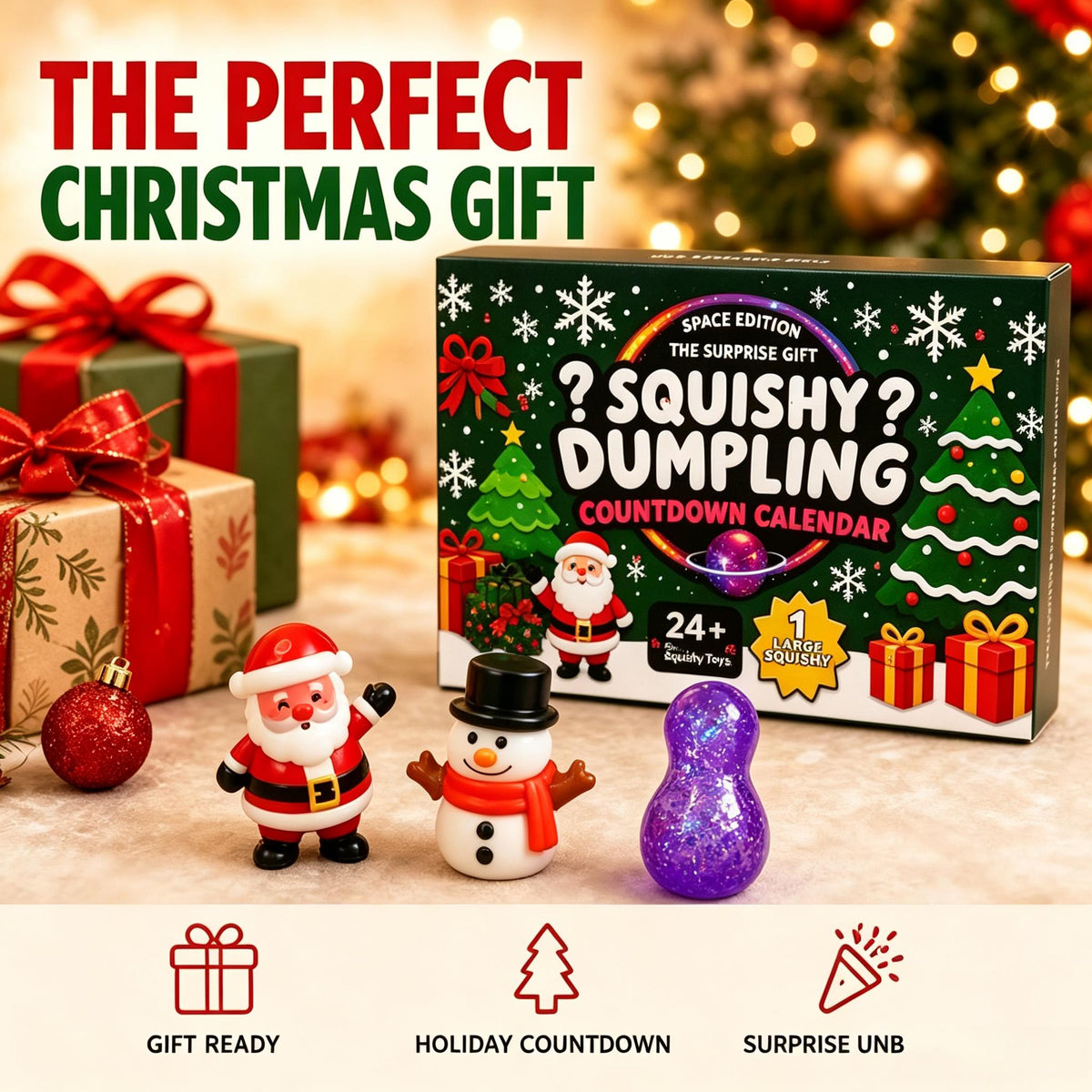 2026 Christmas Squishy Advent Calendar – 24 Days Holiday Countdown Blind Box Squeeze Toys for Kids & Adults